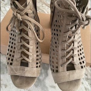 Suede lace up booties